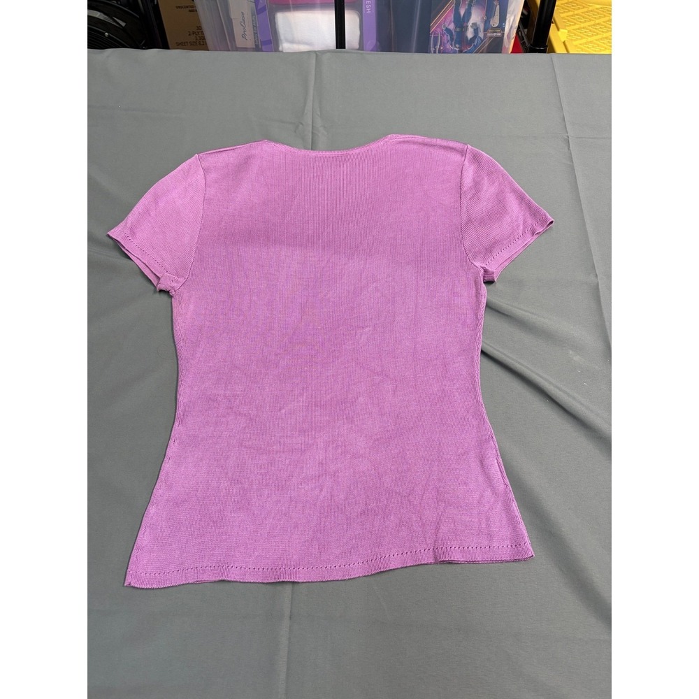Ann Taylor 100% Silk Cardigan Sweater Purple V-Neck Long Sleeve Large Orchid - Picture 7 of 16